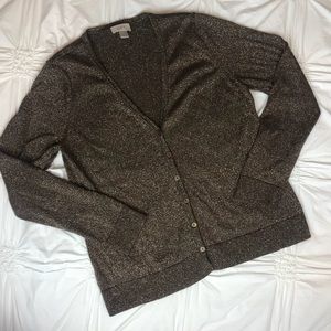 Loft | brown with gold cardigan/ sweater